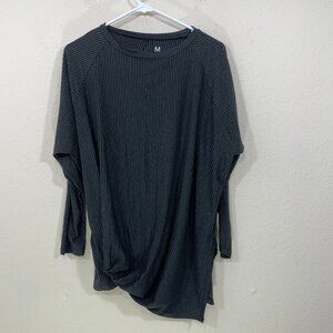 M x MATTHILDUR  Top Size M Striped Lagenlook Icelandic Design  Gray Long‎ Sleeve